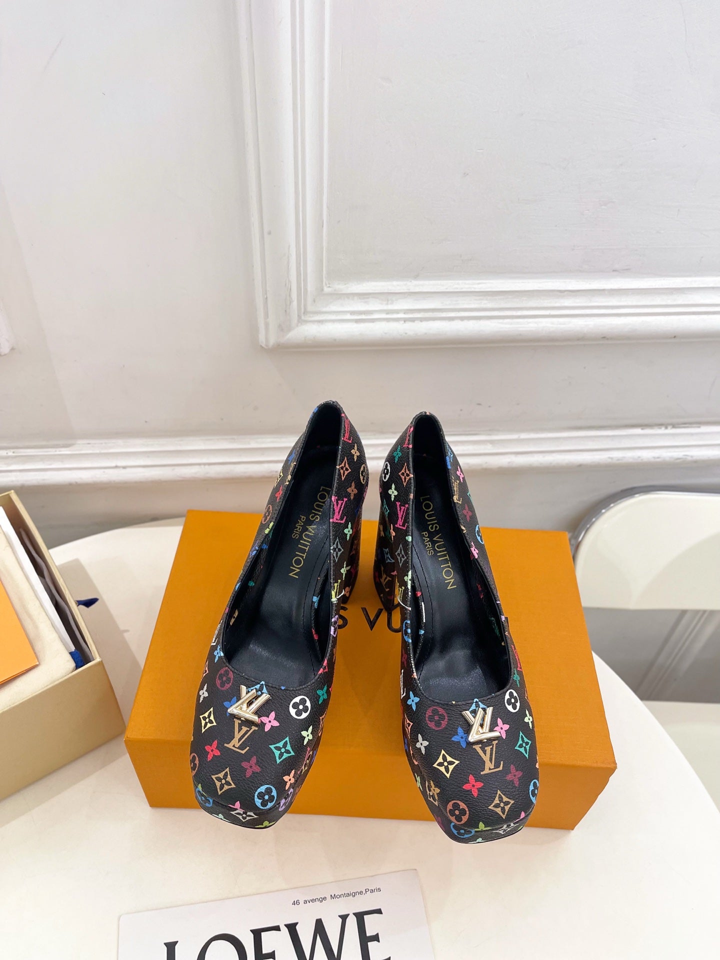 LV 26ss Pump 110 Black Monogram Multicolor Leather 631922
