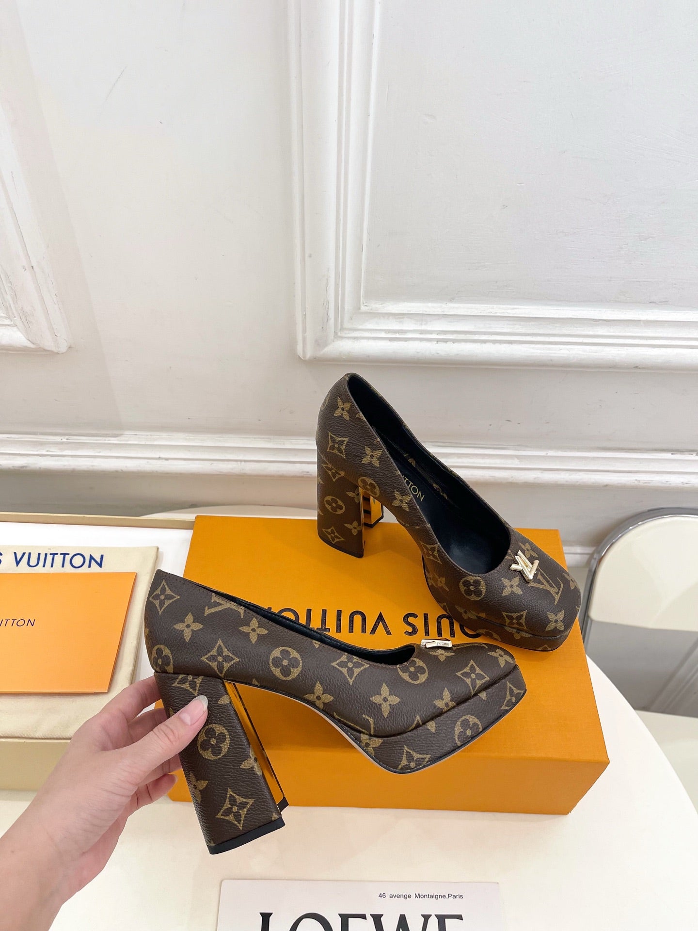 LV 26ss Pump 110 Brown Monogram Leather 631920