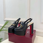 GG 26SS Platform Sandals 130 Black Sheepskin 640262