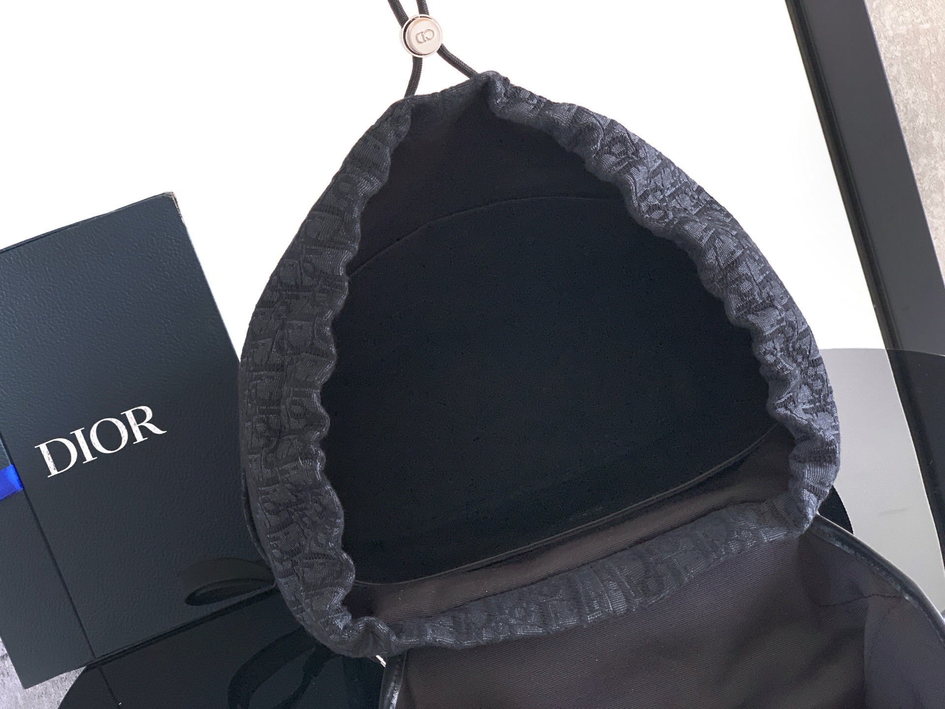 Dior 2026 Jett Backpack With Flap 42cm Black Fabric Leather
