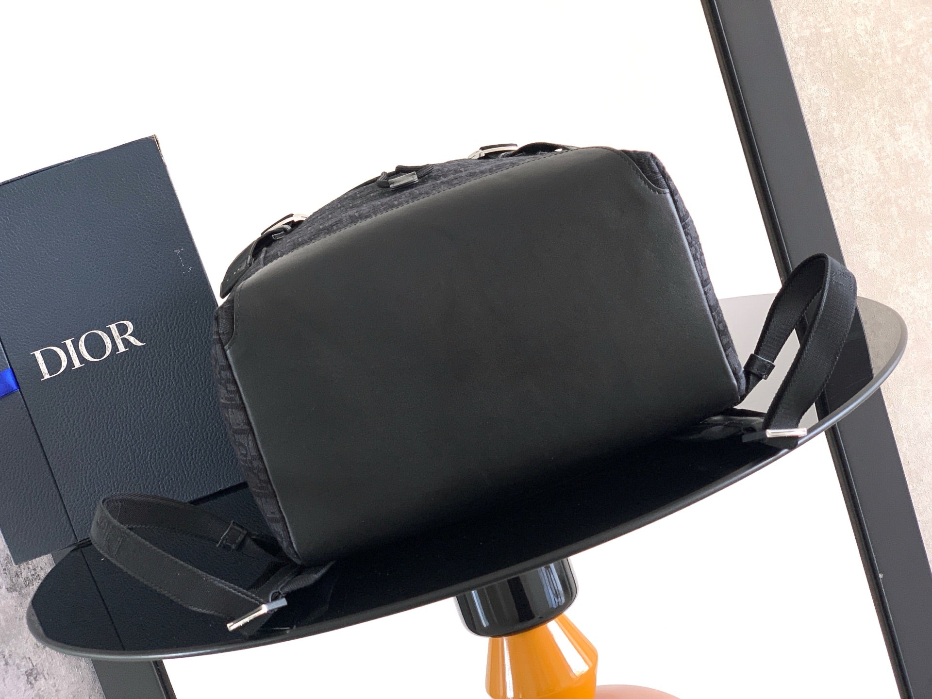 Dior 2026 Jett Backpack With Flap 42cm Black Fabric Leather