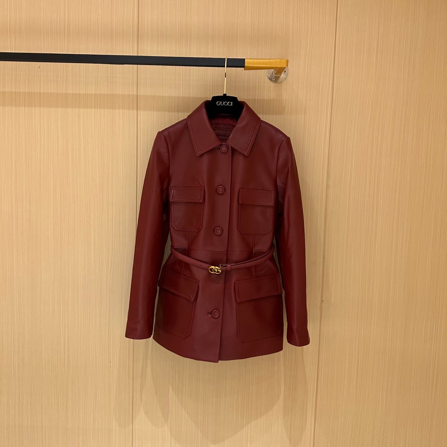 Gucci Jacket Red Leather 276984