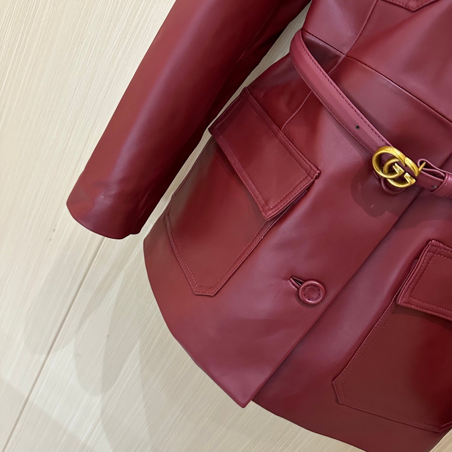 Gucci Jacket Red Leather 276984