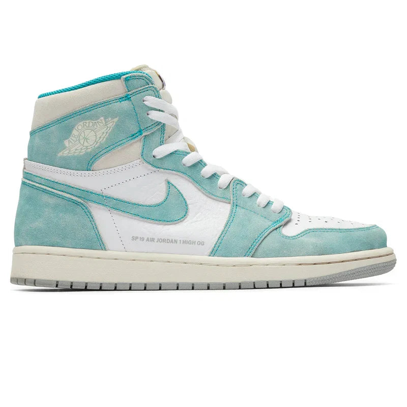 Nike Air Jordan 1 Retro Turquoise White Gray Suede Leather