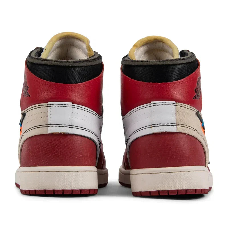 Nike Air Jordan 1 x Off-White 1 Dark Red Beige Cowhide Suede