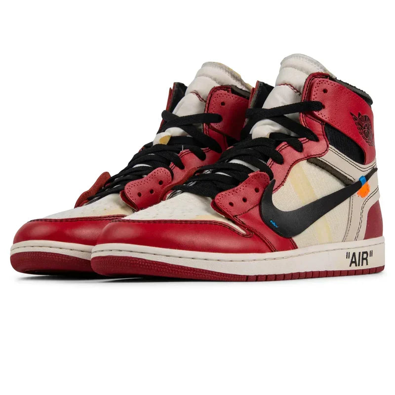 Nike Air Jordan 1 x Off-White 1 Dark Red Beige Cowhide Suede