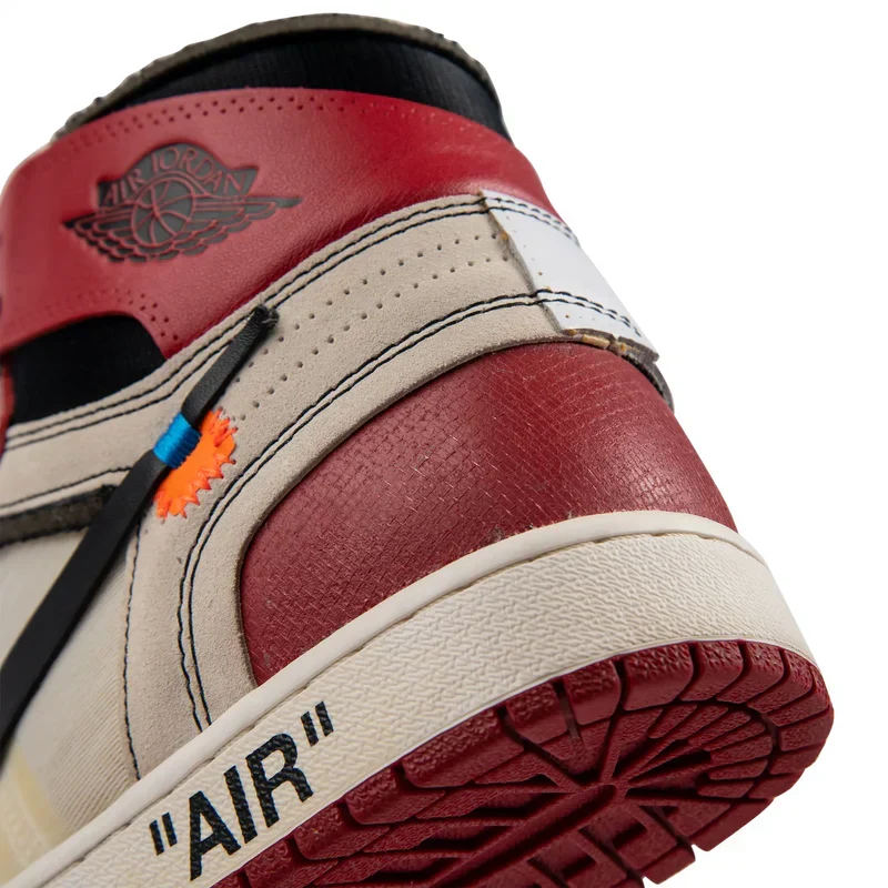 Nike Air Jordan 1 x Off-White 1 Dark Red Beige Cowhide Suede