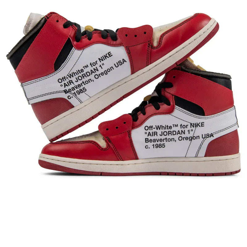 Nike Air Jordan 1 x Off-White 1 Dark Red Beige Cowhide Suede