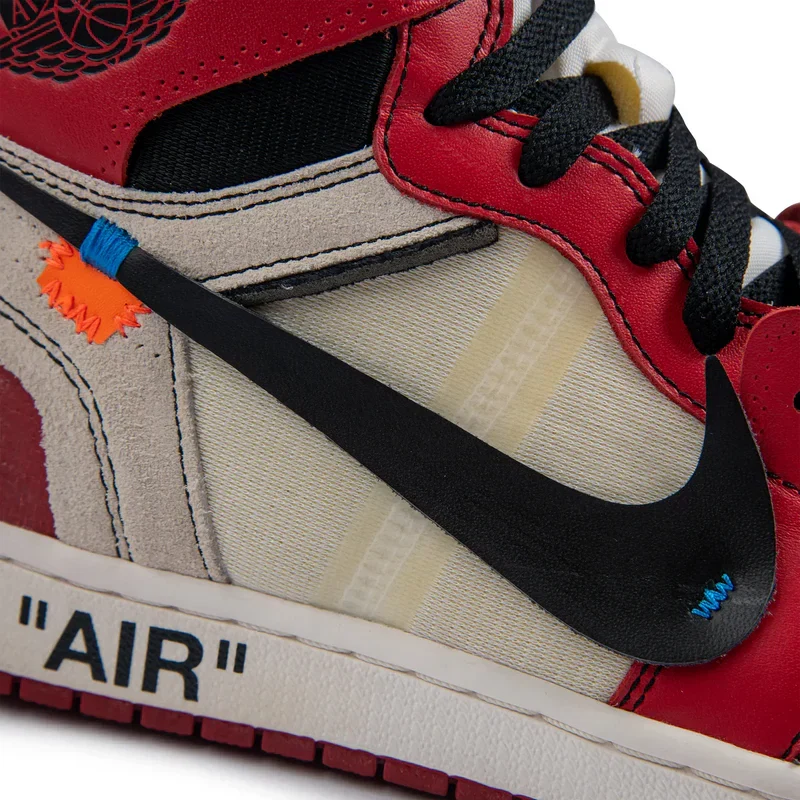 Nike Air Jordan 1 x Off-White 1 Dark Red Beige Cowhide Suede