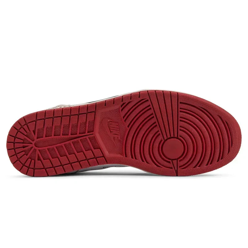 Nike Air Jordan 1 x Off-White 1 Dark Red Beige Cowhide Suede
