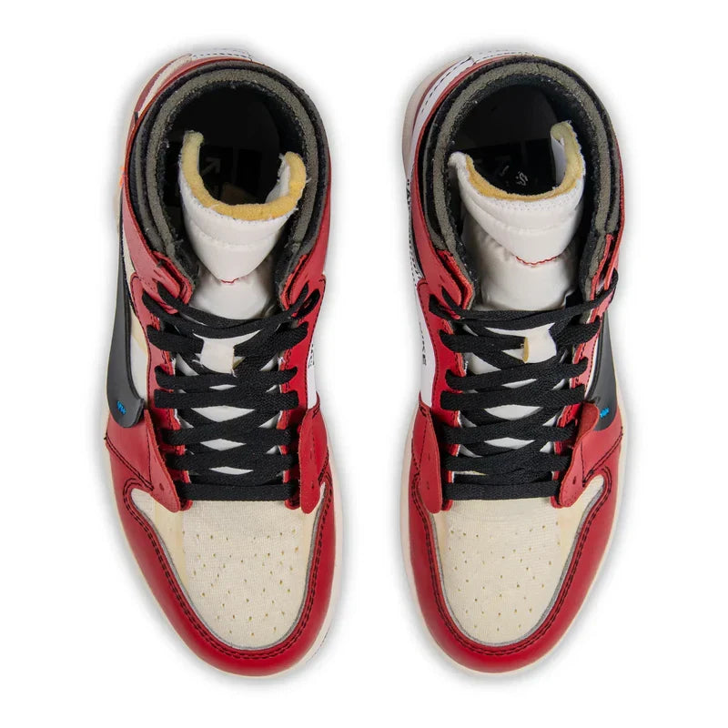 Nike Air Jordan 1 x Off-White 1 Dark Red Beige Cowhide Suede