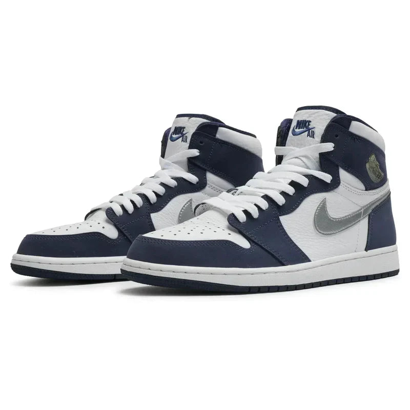 Nike Air Jordan 1 Navy Blue White Gray Cowhide