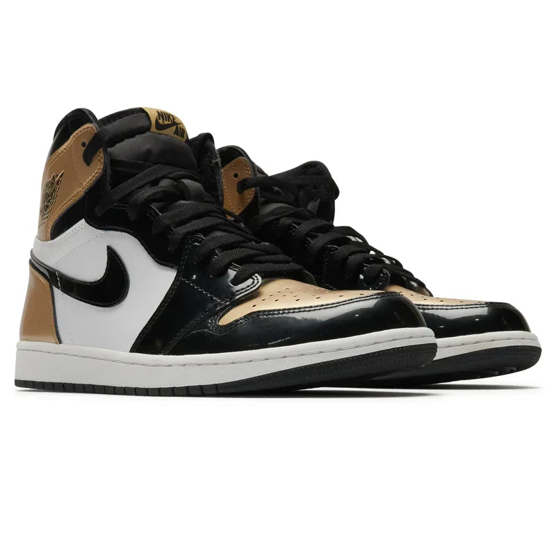 Nike Air Jordan 1 Retro Gold Metallic Black Patent Leather