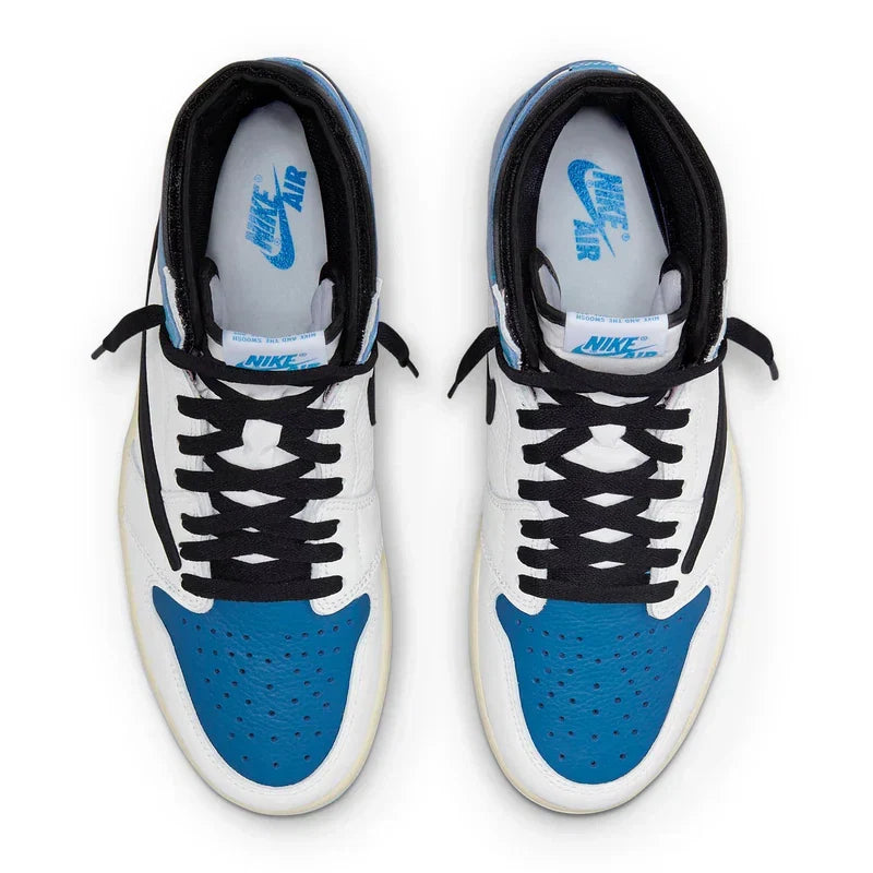 Travis Scott x Air Jordan 1 Blue Black White Leather