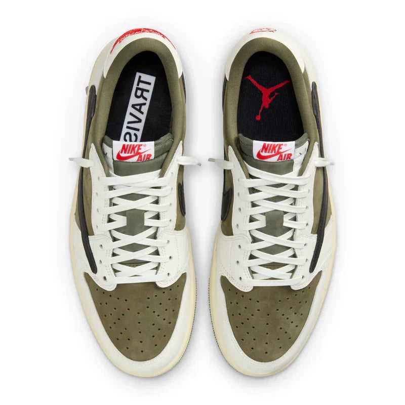 Travis Scott x Air Jordan 1 Low OG Medium Olive White Suede Leather