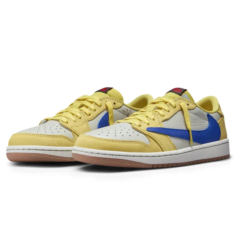 Travis Scott x Air Jordan 1 Retro Ivory Yellow Blue Leather