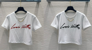 LV 25 Simple Generous T-shirt White Red Black Cotton