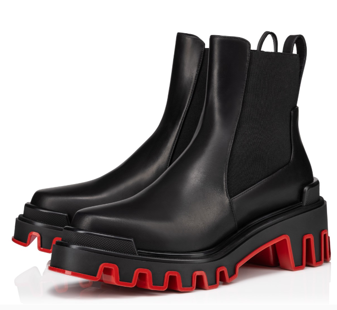 Christian Louboutin Marchacroche Dune Boots Black Red Calfskin