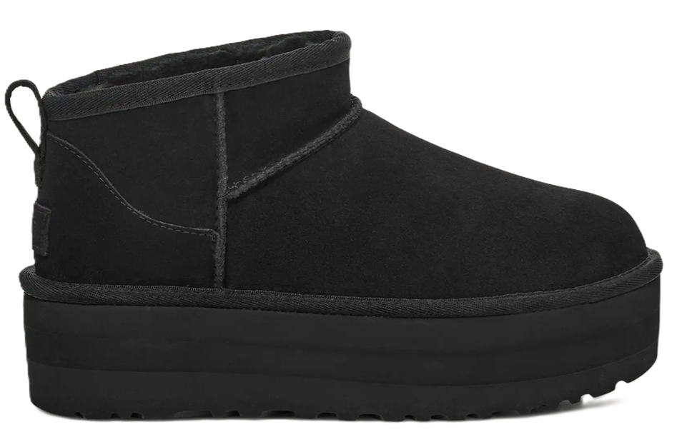 UGG Classic Ultra Mini Platform Boot Black Suede Rubber