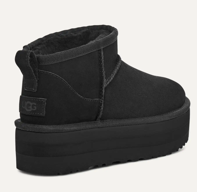UGG Classic Ultra Mini Platform Boot Black Suede Rubber