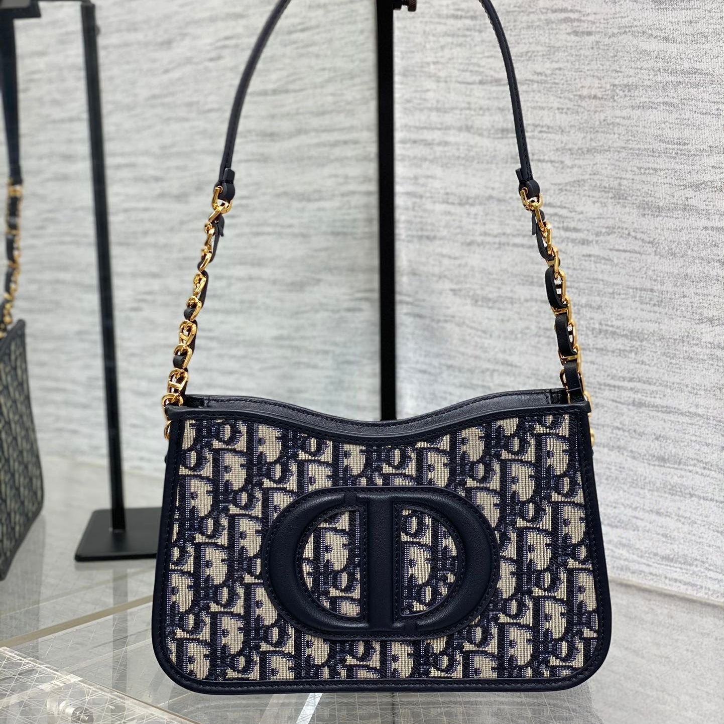 CD SIGNATURE HOBO 23.5CM BLUE OBLIQUE EMBROIDERY