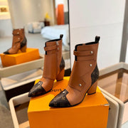 LV Trinity Ankle Boot 75mm Orange Brown Monogram Calfskin