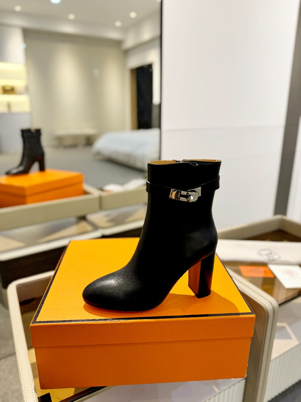 HM Saint Germain Ankle Boot 85mm Black Cowhide  961647