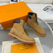 LV x Timberland Ankle Boot 50mm Brown Yellow Monogram Nubuck Leather