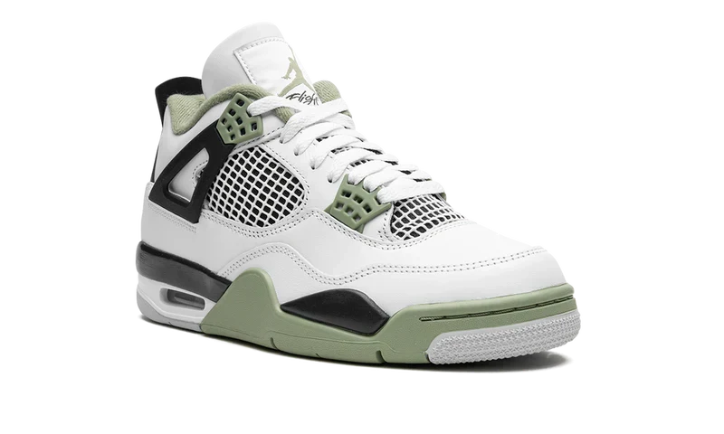Nike Air Jordan 4 Retro White Green Black Suede